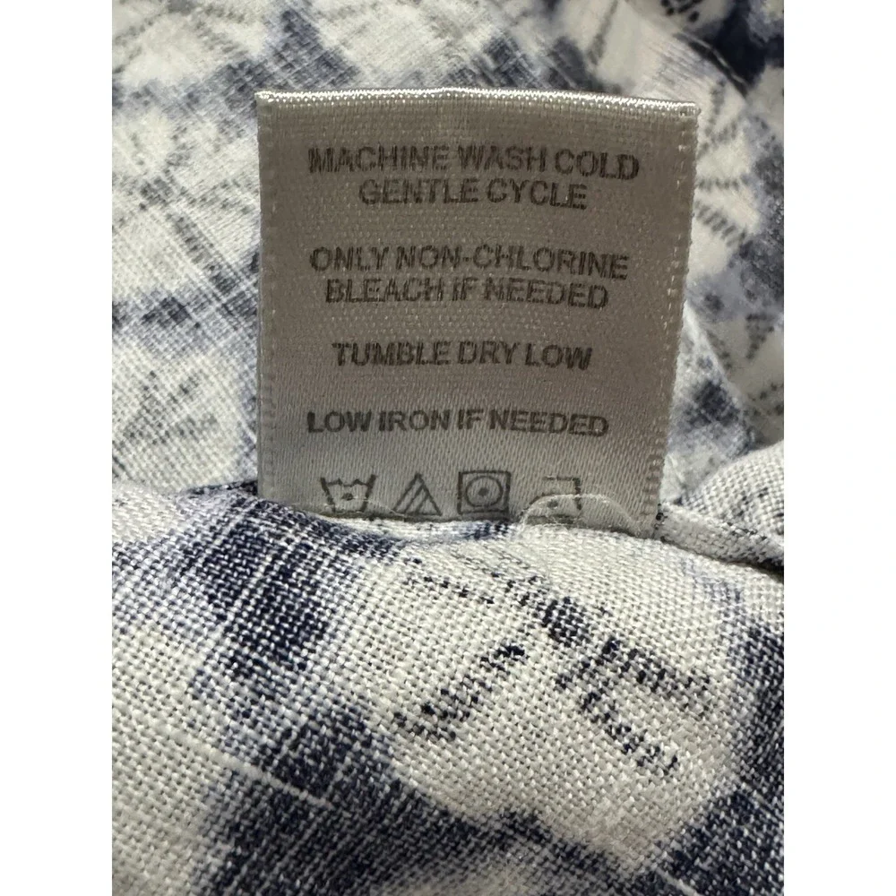 John Mark Women's Linen Tunic Top Small Button Up Pockets Roll Tab Coastal Beach - Picture 11 of 11